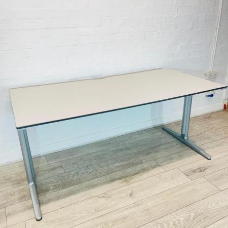 Image 3 of Ahrend Modern Rectangular Desk, Metal Frame, Light Grey, W16