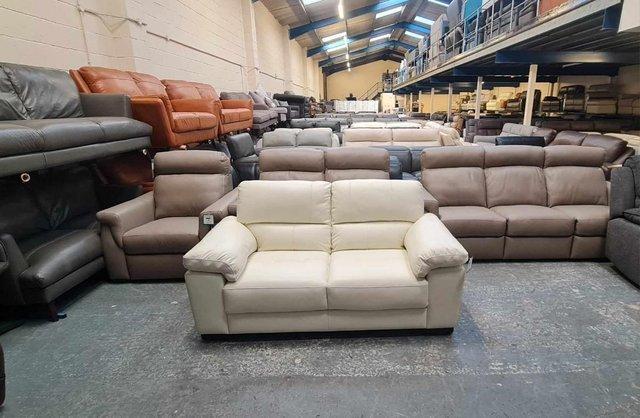 Image 2 of Ex-display Turin light cream leather 2 seater sofa