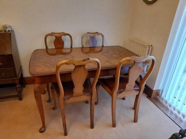 Image 2 of Dining Table - (Walnut vaneer) and Chairs