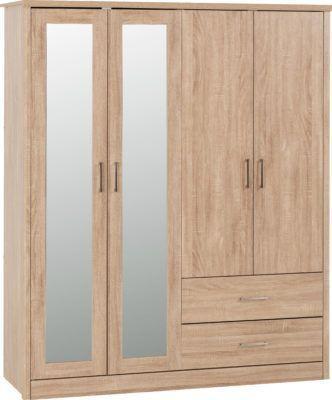 Preview of the first image of Lisbon 4 door wardrobe in light oak veneer.