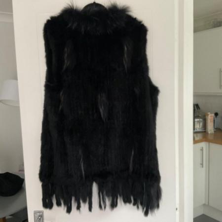 Image 2 of Black real fur waistcoat
