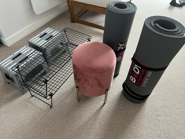 Preview of the first image of 6pcs Package: 2 yoga mat, 2 foldable mini stool, 1 shoe rack.