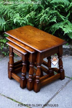 Image 42 of AN OLD CHARM LIGHT OAK NEST OF TABLES COFFEE TEA TABLE SET