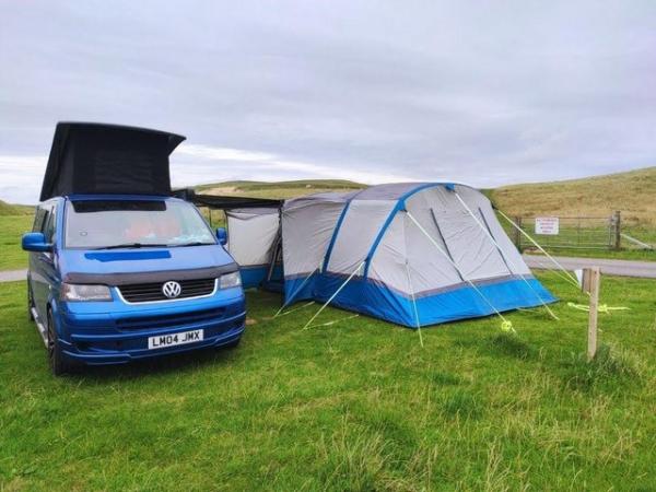 Image 1 of VW Campervan T5 LWB Pop top, Awning, driveway tent