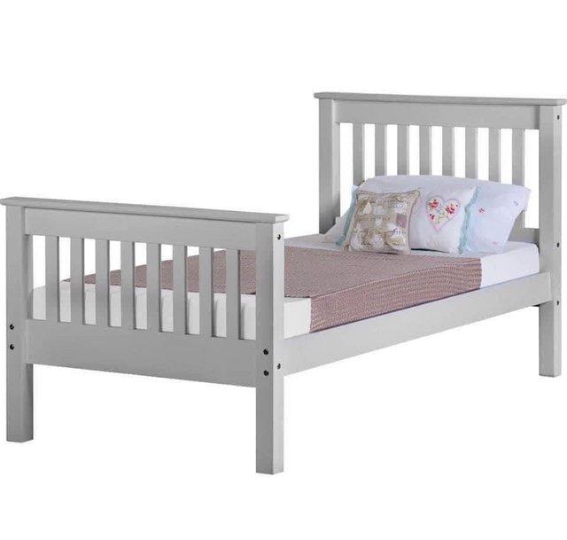 Preview of the first image of Single Monaco grey wooden bed frame.