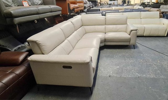 Image 7 of Illinois silver leather electric recliner corner sofa