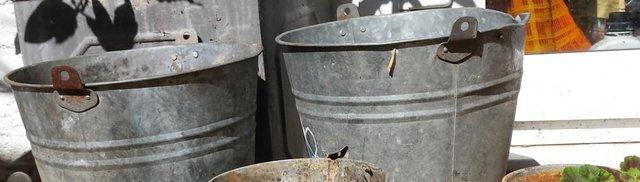 Image 1 of Shabby-Chic Galvanized Plant & Flower Containers