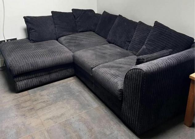 Image 1 of Dunelm Black l shape corner sofa