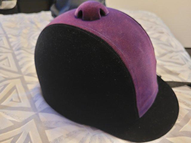 Preview of the first image of Velvet Purple and Black Two-tone Riding Hat.