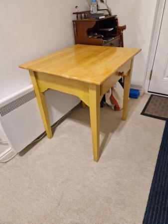 Image 1 of Pine Table with drawer 60 x 65 x 60hwell made