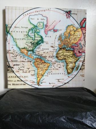 Image 3 of Antique style world maps on stretched canvas