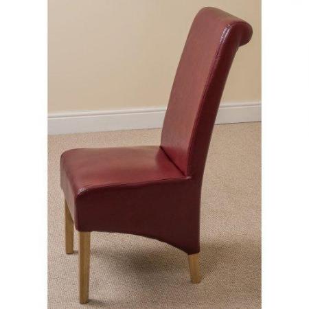 Image 3 of Dining leather chairs with solid oak legs