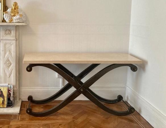 Image 3 of Console Table bought from Harrods Stone Top and X Frame