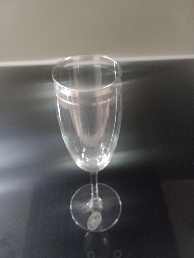 Preview of the first image of 6 Italian Glass Champagne Flutes.