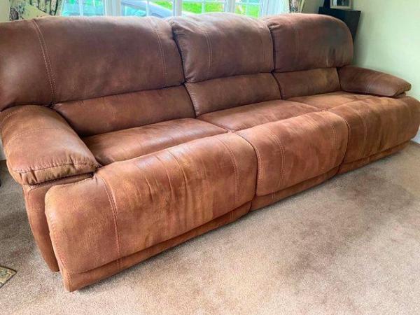 Image 1 of Faux Suede reclining sofa