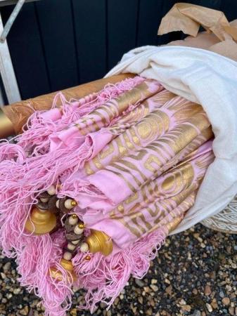 Image 3 of Pink and Gold Indian Parasol for sale