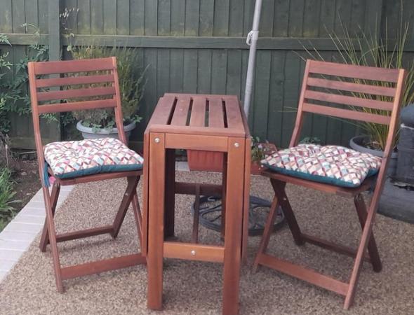 Image 1 of IKEA WOODEN GARDEN TABLE AND 2 CHAIRS