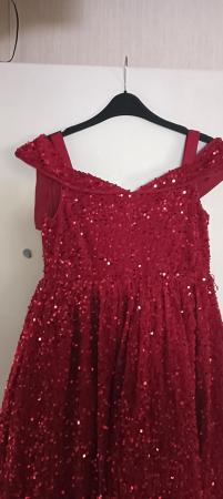 Image 2 of Girls sequined red prom dress