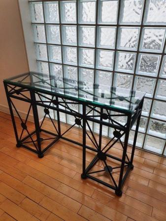 Image 3 of Stunning Glass and metal black frame console hallway table