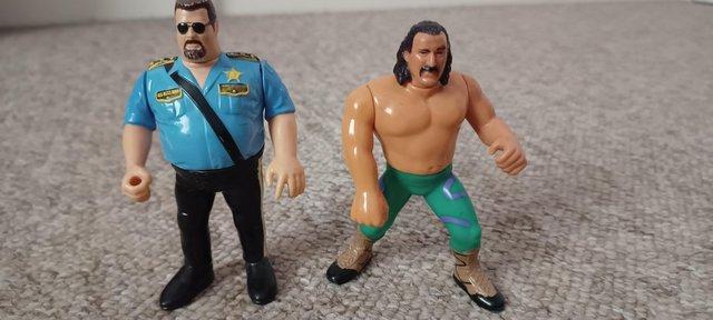 Preview of the first image of wwf wrestling big boss man and jake the snake action figures.