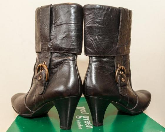 Image 2 of Paul Green, Black Leather Cuffed Ankle Boots, Size 6.5