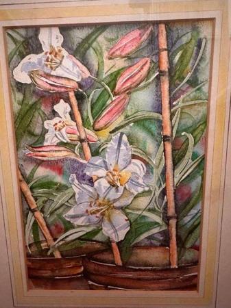 Image 1 of Original watercolour of lilies for sale.