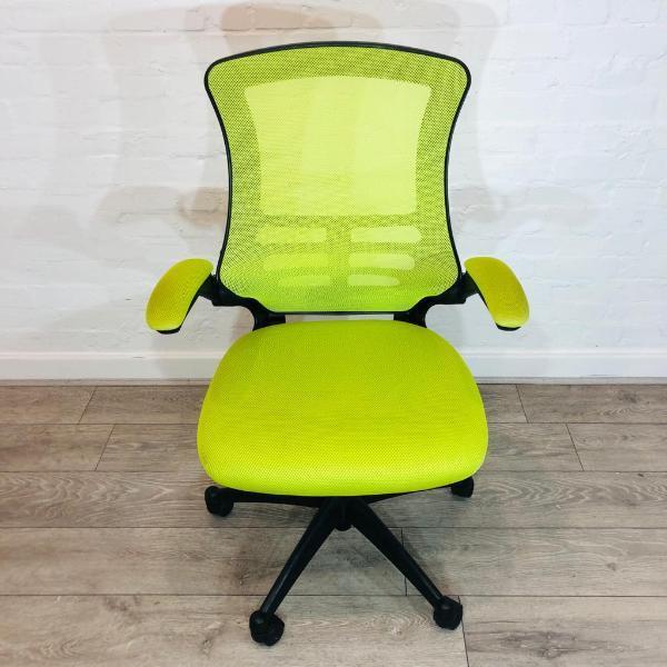 Preview of the first image of Green Mesh Back Operator Office Chair – Black Base & Frame,.