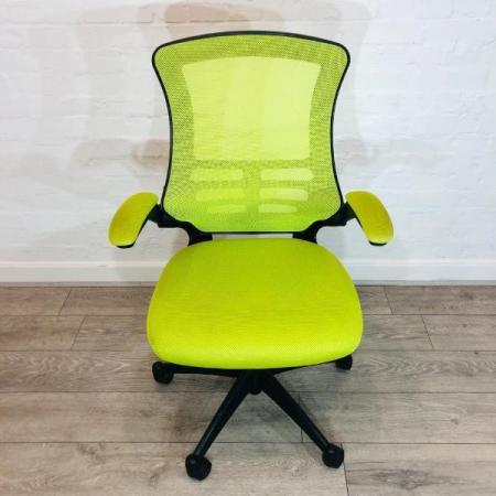 Image 1 of Green Mesh Back Operator Office Chair – Black Base & Frame,