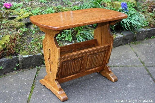 Image 103 of AN OLD CHARM VINTAGE OAK MAGAZINE RACK COFFEE LAMP TABLE