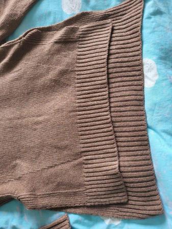Image 2 of Women's Knit Roll Neck Split Jumper Brown Size M/L