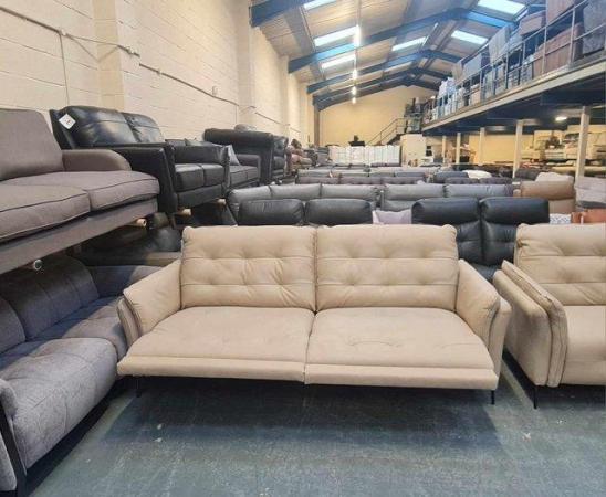 Image 12 of Bolzano cream leather 3+2 seater sofas and armchair