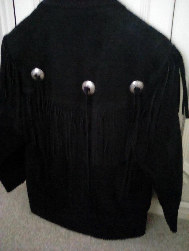 Preview of the first image of Ladies black suede Western jacket..