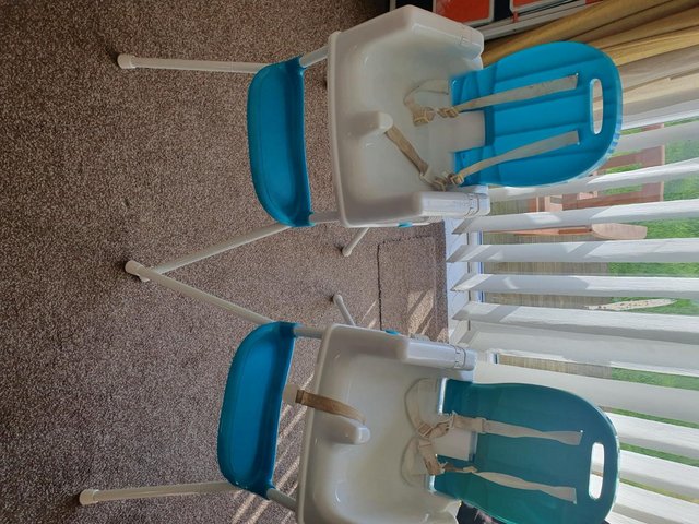 Preview of the first image of 3- IN 1 HIGHCHAIRS IN BLUE AND WHITE.