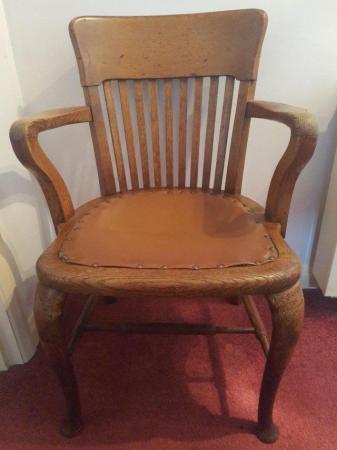 Image 1 of Antique Oak Captains Carver Chair
