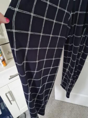 Image 1 of Phase Eight wide legged navy and white checked jumpsuit