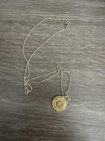 Image 3 of 22k gold one dollar coin and 14k rope necklace
