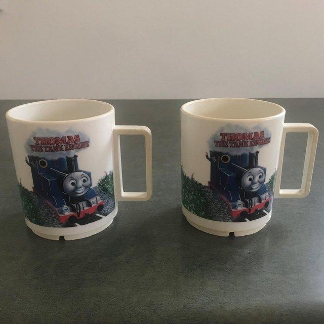Preview of the first image of 2 vintage 1980's Thomas the Tank Engine melamine mugs..