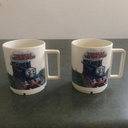 Image 1 of 2 vintage 1980's Thomas the Tank Engine melamine mugs.