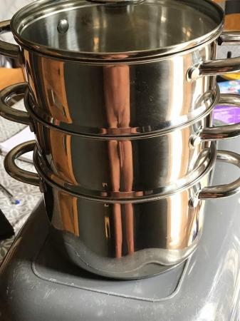 Image 1 of Stainless Steel 3 Tier Steamer