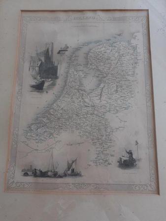 Image 1 of Map of Holland, Framed, (OLD) J Rapkin with Illustrations by