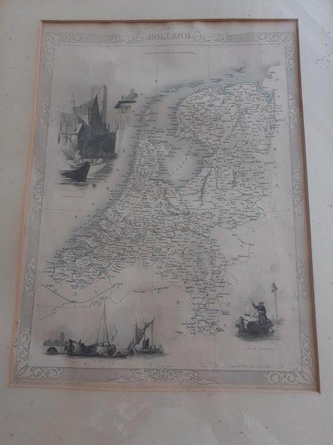 Preview of the first image of Map of Holland, Framed, (OLD) J Rapkin with Illustrations by.