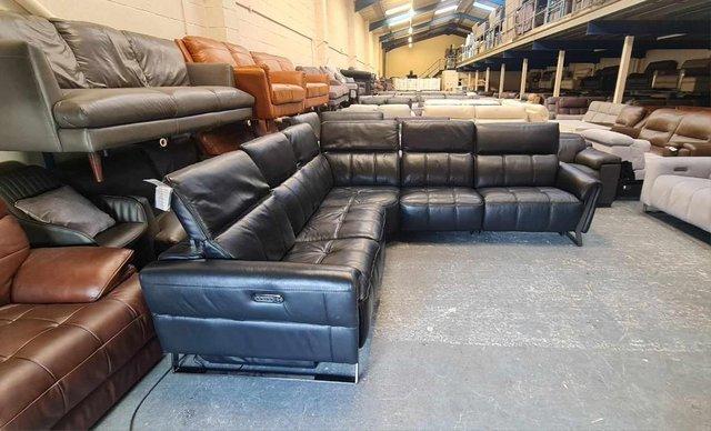 Image 6 of Packham black leather electric recliner corner sofa