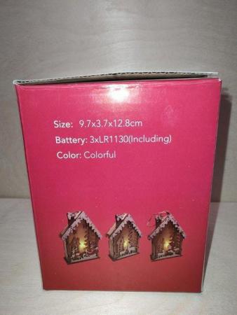 Image 17 of Set of 3 Hanging Christmas Wooden House with LED Warm Lights