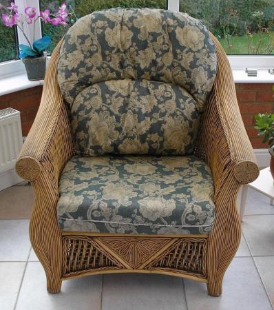 Image 1 of Large Wicker Chair with cushions