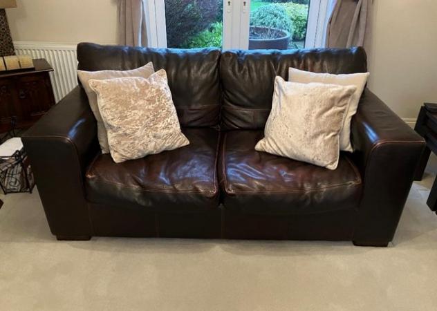 Image 1 of Barker & Stonehouse 2 piece leather sofa suite