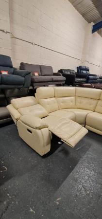 Image 2 of La-z-boy El Paso cream leather electric recliner corner sofa