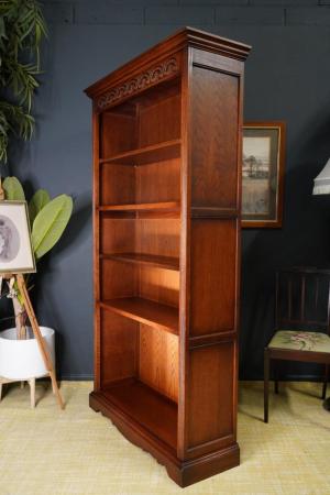 Image 10 of Tudor Style Solid Oak Old Charm Open Front Bookcase