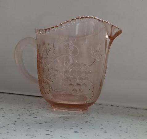 Image 11 of A Small Vintage Glass Jug with Orange Hues.  Height 3.1/2".