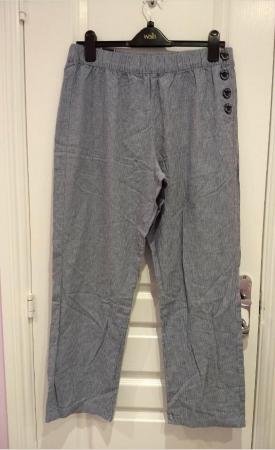 Image 3 of BNWT Maine New England MNE Women's Navy Blue Striped Trouser