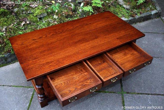 Image 14 of TAYLOR & Co STRESSED OAK THREE DRAWER POTBOARD COFFEE TABLE